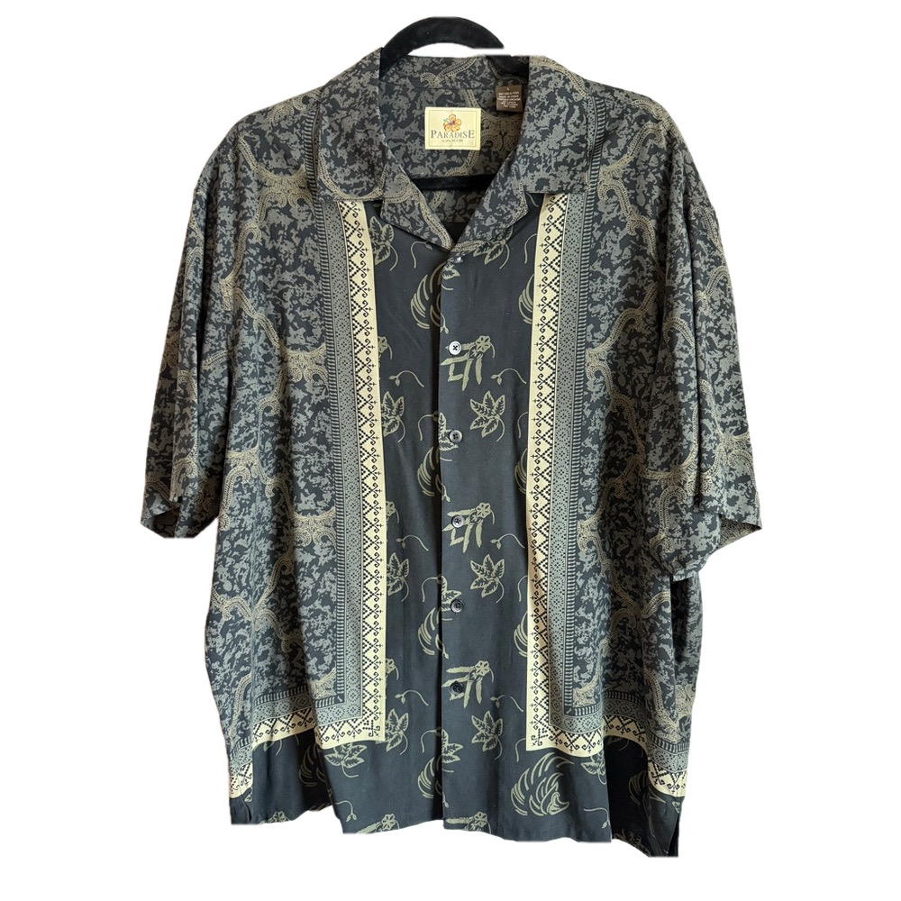 Paradise By Axis 90s VTG Hawaiian 100% Silk Short Sleeve Button Up Shirt SKU0716